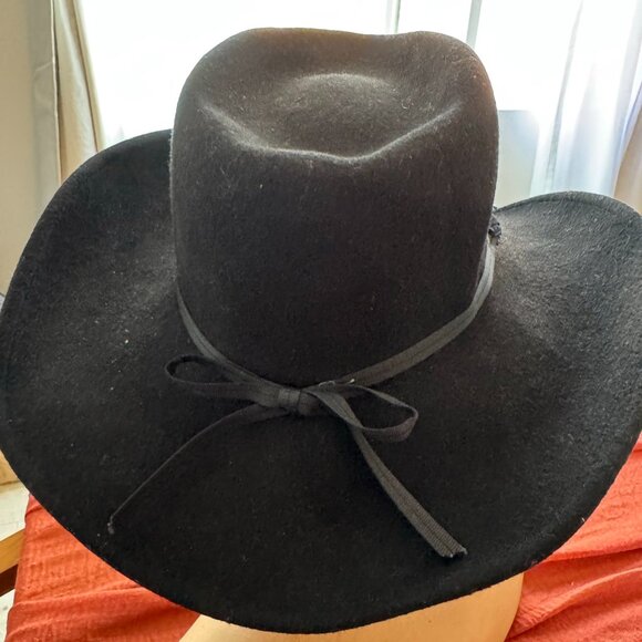 Wrangler Twenty X Wool Cowboy Hat Black‎ Beaded Band Medium Western